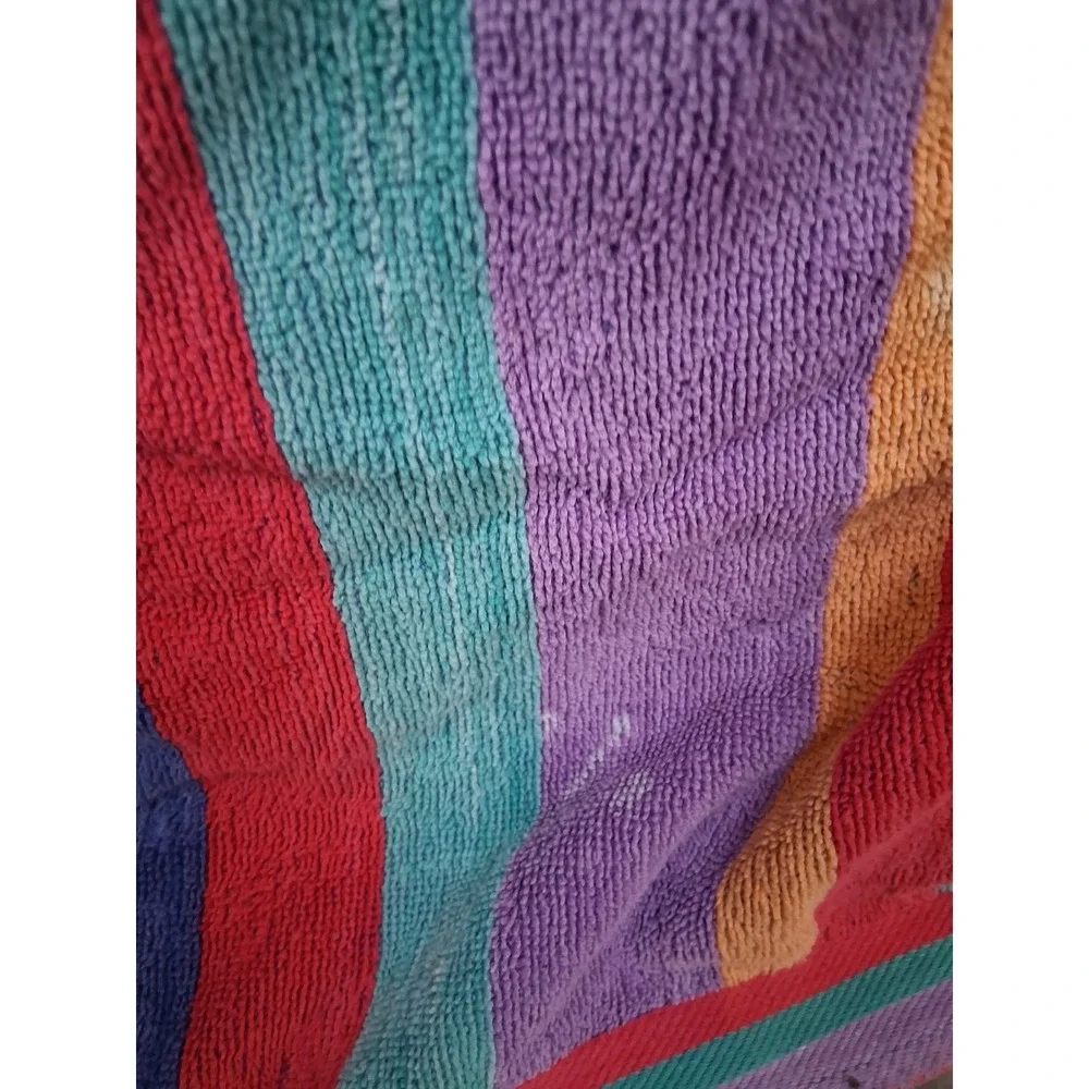Cecil Saydah Sunbrights Oversized Beach Towel Blanket 32x60 Rainbow Stripes